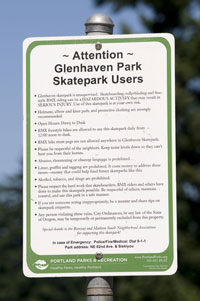 glenhaven skatepark rules signage